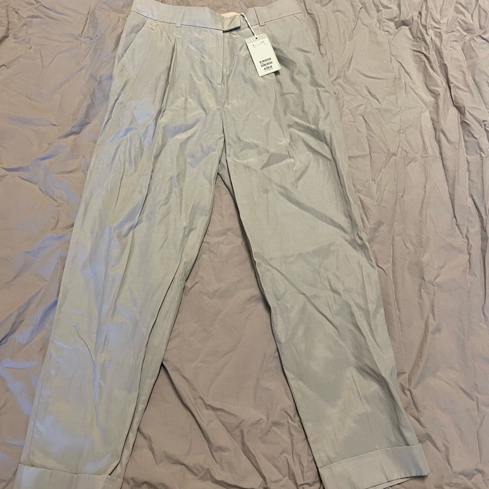 Cos Trousers Beige Cuffed Relaxed Fit Lightweight Ankle Length Size 2 NWT